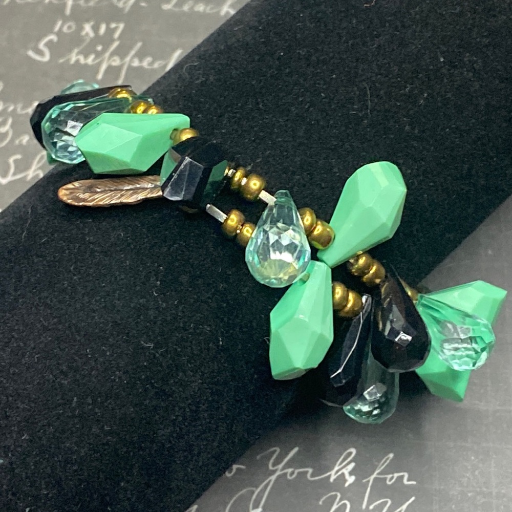 HandMade—-Faucted Teardrop Blue Beads-Wire Wrap-Charms